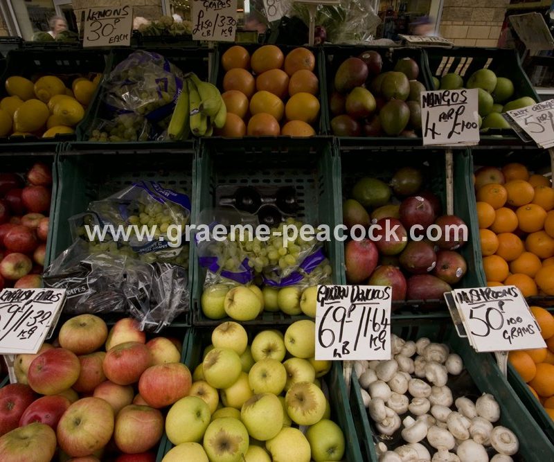 Fruit Stall at Captain Cook Square, Middlesbrough, Tees Valley