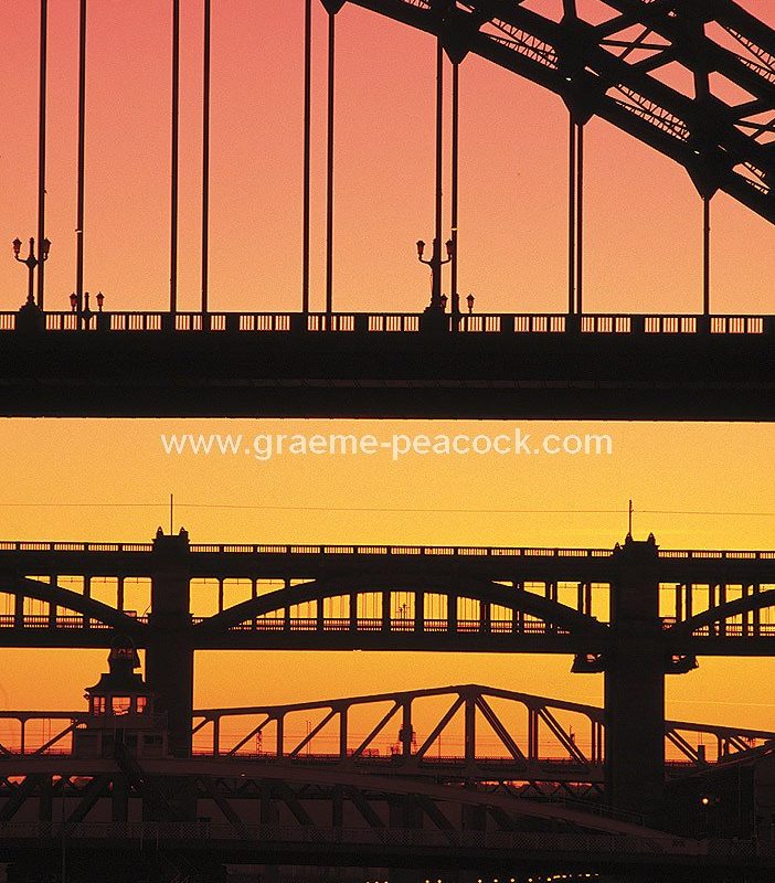 Tyne Bridges at sunset