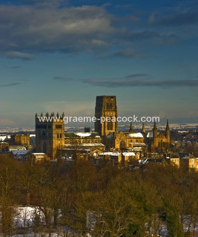 Durham Cathedral in winter,  Durham City,  County Durham
