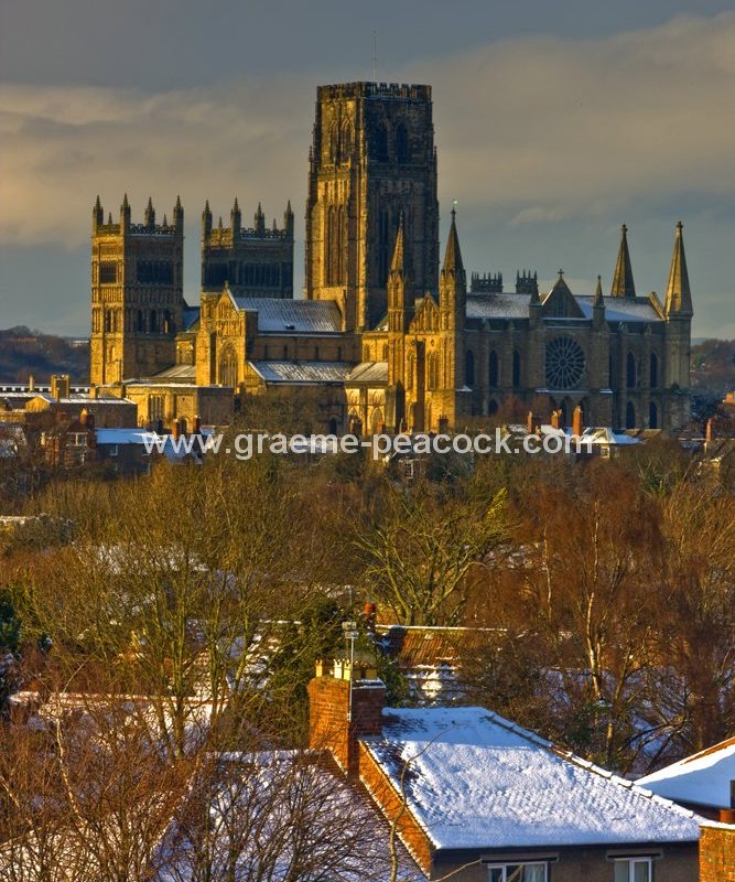 Durham Cathedral in winter,  Durham City,  County Durham