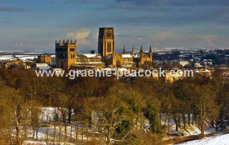 Durham Cathedral in winter,  Durham City,  County Durham