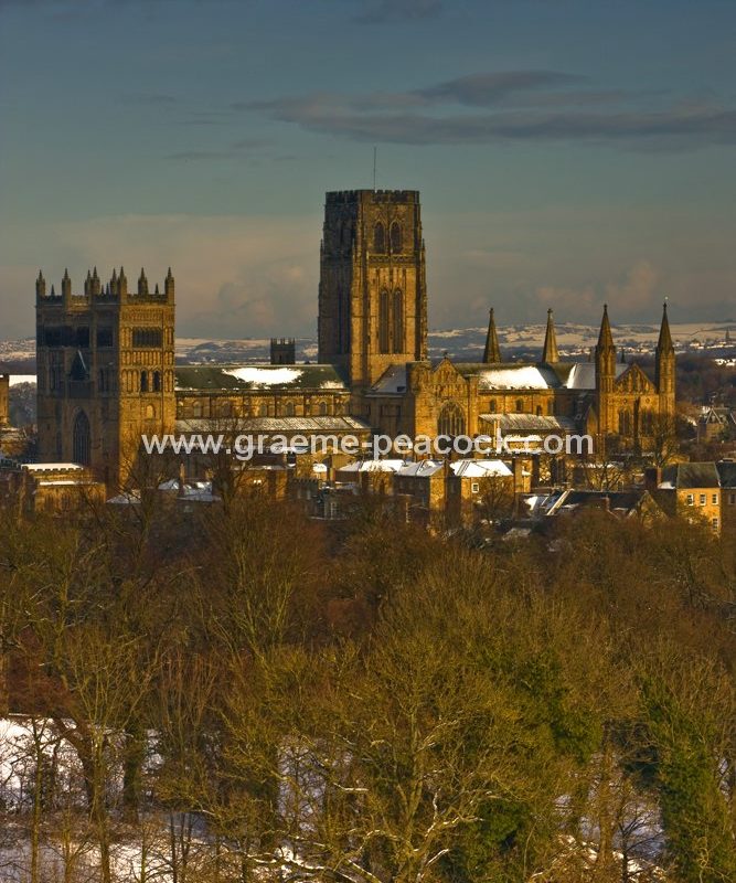 Durham Cathedral in winter,  Durham City,  County Durham