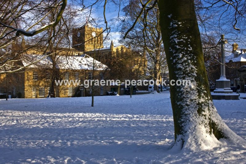 Hexham Abbey in winter,  Hexham,  Northumberland