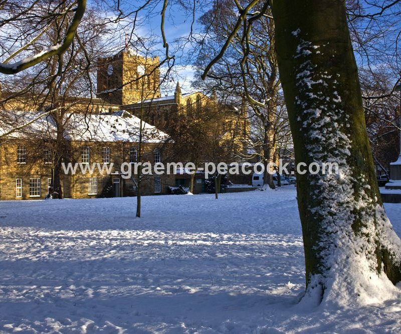 Hexham Abbey in winter,  Hexham,  Northumberland