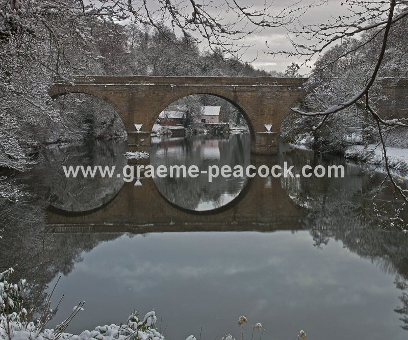 Prebends Bridge in winter, Durham city, County Durham