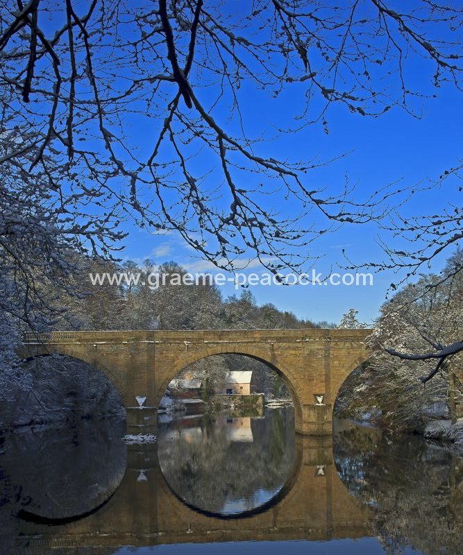 Prebends Bridge in winter, Durham city, County Durham