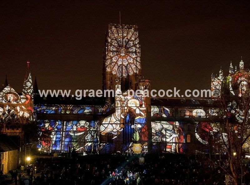 Durham Cathedral during Lumiere 2011, Durham City, County Durham (Crown of Light by Ross Ashton)