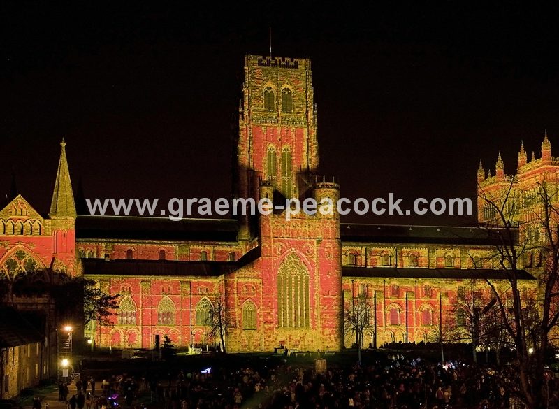 Durham Cathedral during Lumiere 2011, Durham City, County Durham (Crown of Light by Ross Ashton)
