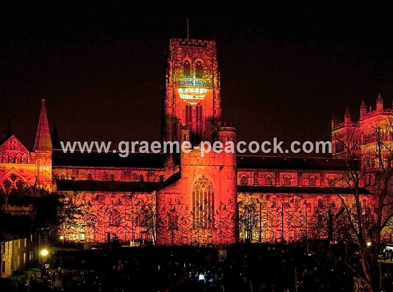 Durham Cathedral during Lumiere 2011, Durham City, County Durham (Crown of Light by Ross Ashton)