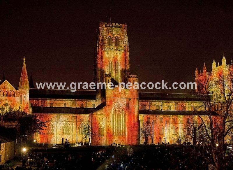 Durham Cathedral during Lumiere 2011, Durham City, County Durham (Crown of Light by Ross Ashton)