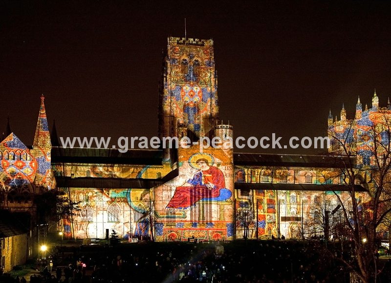Durham Cathedral during Lumiere 2011, Durham City, County Durham (Crown of Light by Ross Ashton)