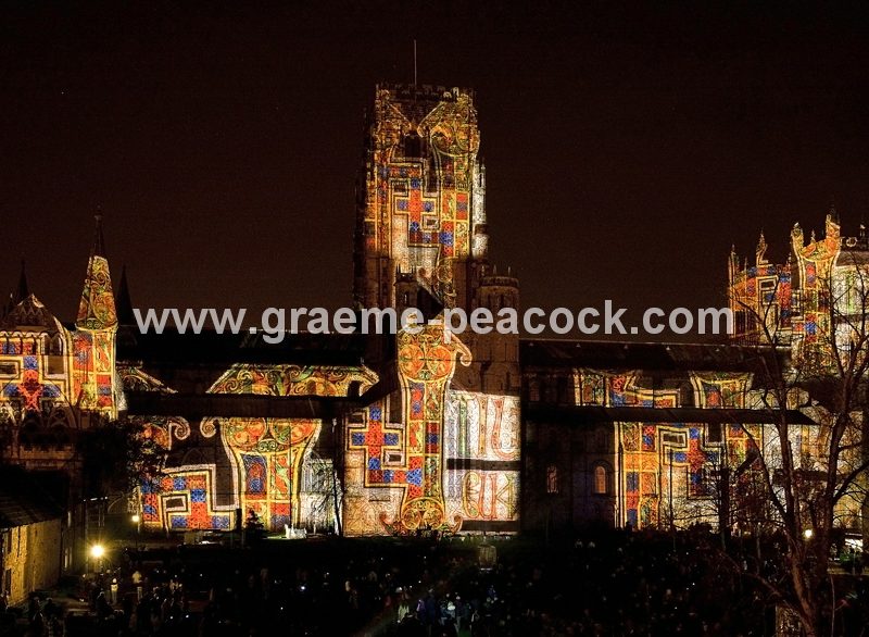 Durham Cathedral during Lumiere 2011, Durham City, County Durham (Crown of Light by Ross Ashton)