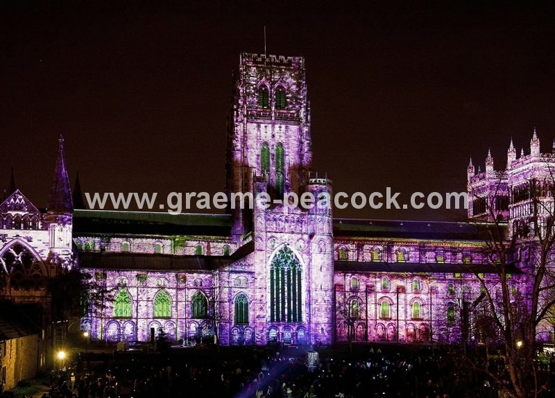 Durham Cathedral during Lumiere 2011, Durham City, County Durham (Crown of Light by Ross Ashton)