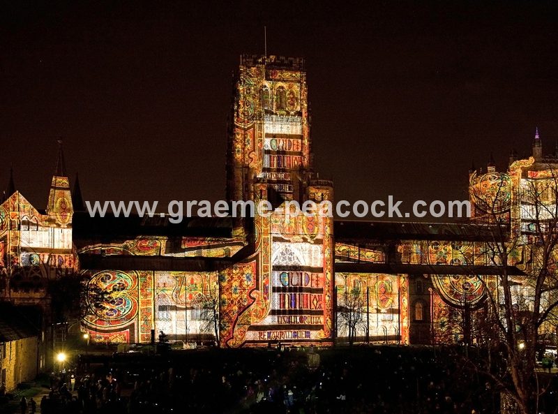 Durham Cathedral during Lumiere 2011, Durham City, County Durham (Crown of Light by Ross Ashton)