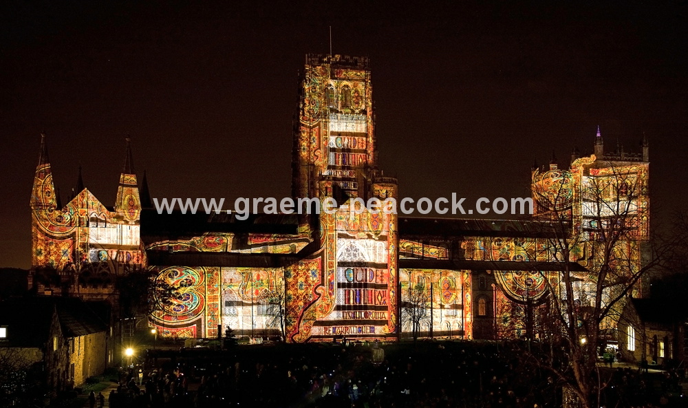 Durham Cathedral during Lumiere 2011, Durham City, County Durham (Crown of Light by Ross Ashton)