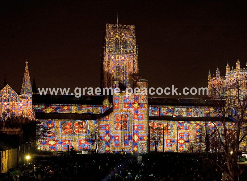 Durham Cathedral during Lumiere 2011, Durham City, County Durham (Crown of Light by Ross Ashton)