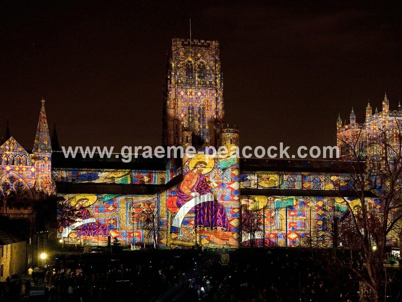 Durham Cathedral during Lumiere 2011, Durham City, County Durham (Crown of Light by Ross Ashton)