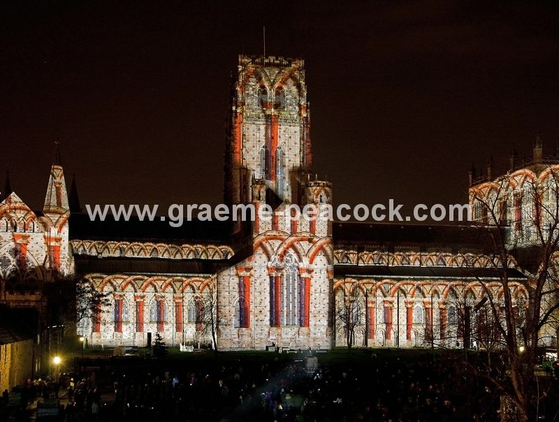 Durham Cathedral during Lumiere 2011, Durham City, County Durham (Crown of Light by Ross Ashton)