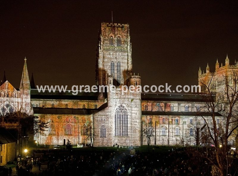 Durham Cathedral during Lumiere 2011, Durham City, County Durham (Crown of Light by Ross Ashton)