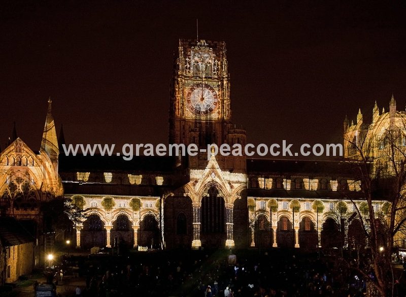 Durham Cathedral during Lumiere 2011, Durham City, County Durham (Crown of Light by Ross Ashton)