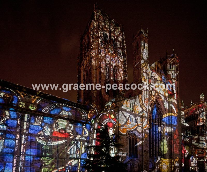Durham Cathedral during Lumiere 2011, Durham City, County Durham (Crown of Light by Ross Ashton)