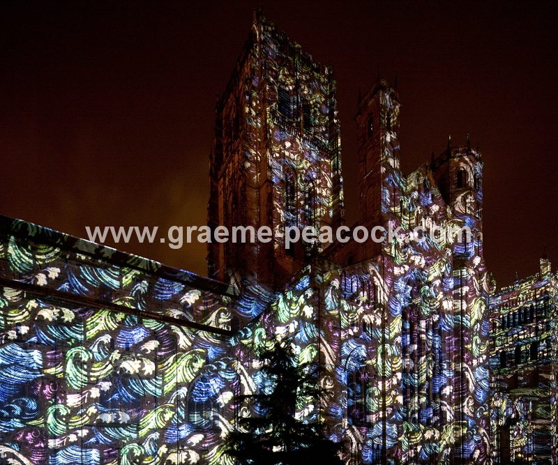 Durham Cathedral during Lumiere 2011, Durham City, County Durham (Crown of Light by Ross Ashton)