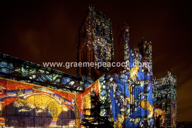 Durham Cathedral during Lumiere 2011, Durham City, County Durham (Crown of Light by Ross Ashton)