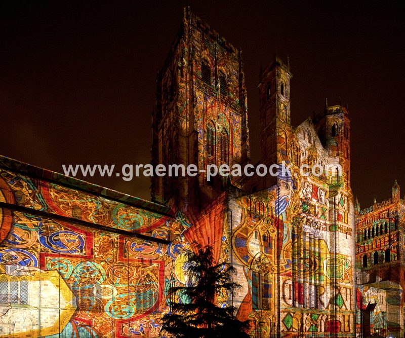 Durham Cathedral during Lumiere 2011, Durham City, County Durham (Crown of Light by Ross Ashton)