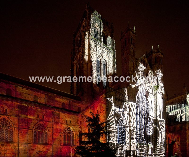 Durham Cathedral during Lumiere 2011, Durham City, County Durham (Crown of Light by Ross Ashton)
