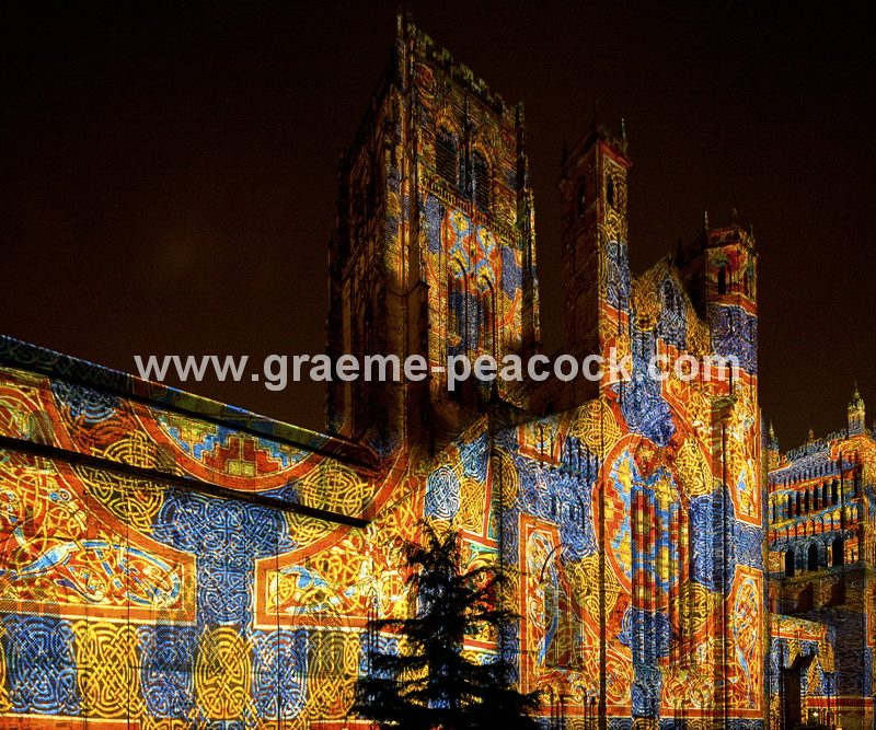 Durham Cathedral during Lumiere 2011, Durham City, County Durham (Crown of Light by Ross Ashton)