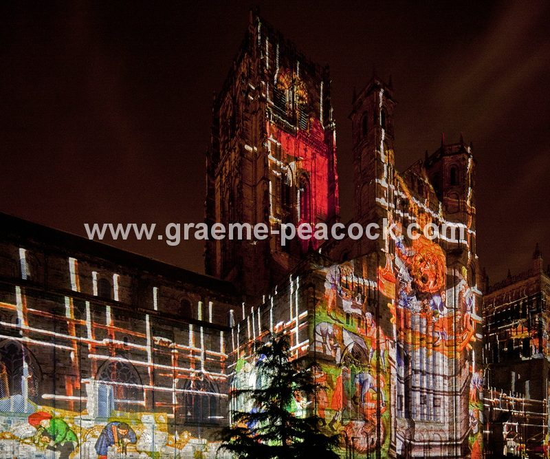 Durham Cathedral during Lumiere 2011, Durham City, County Durham (Crown of Light by Ross Ashton)