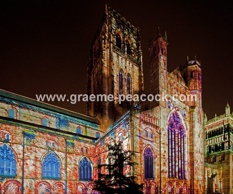 Durham Cathedral during Lumiere 2011, Durham City, County Durham (Crown of Light by Ross Ashton)