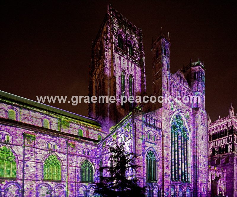 Durham Cathedral during Lumiere 2011, Durham City, County Durham (Crown of Light by Ross Ashton)