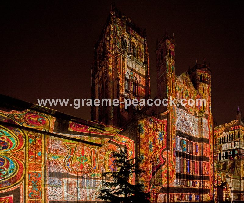 Durham Cathedral during Lumiere 2011, Durham City, County Durham (Crown of Light by Ross Ashton)