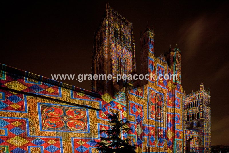 Durham Cathedral during Lumiere 2011, Durham City, County Durham (Crown of Light by Ross Ashton)