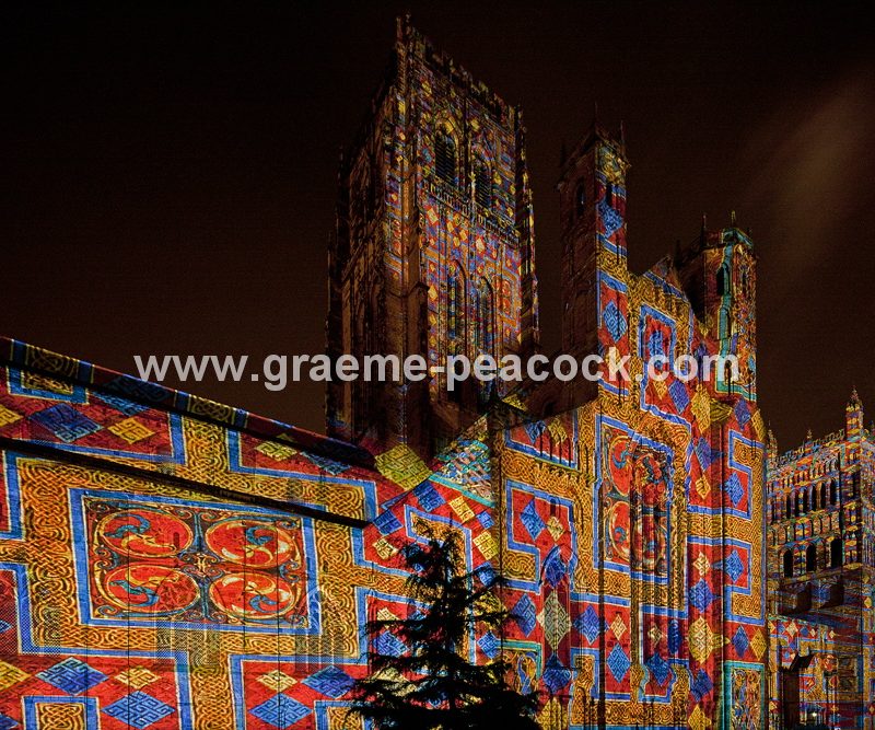 Durham Cathedral during Lumiere 2011, Durham City, County Durham (Crown of Light by Ross Ashton)