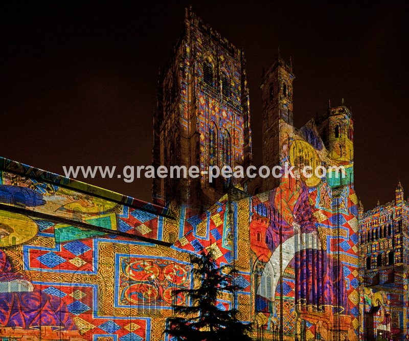 Durham Cathedral during Lumiere 2011, Durham City, County Durham (Crown of Light by Ross Ashton)