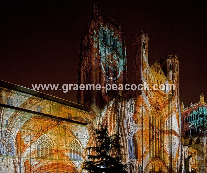 Durham Cathedral during Lumiere 2011, Durham City, County Durham (Crown of Light by Ross Ashton)