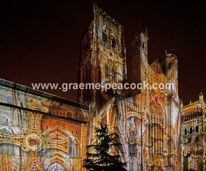 Durham Cathedral during Lumiere 2011, Durham City, County Durham (Crown of Light by Ross Ashton)