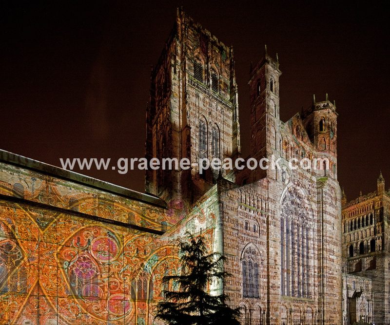 Durham Cathedral during Lumiere 2011, Durham City, County Durham (Crown of Light by Ross Ashton)