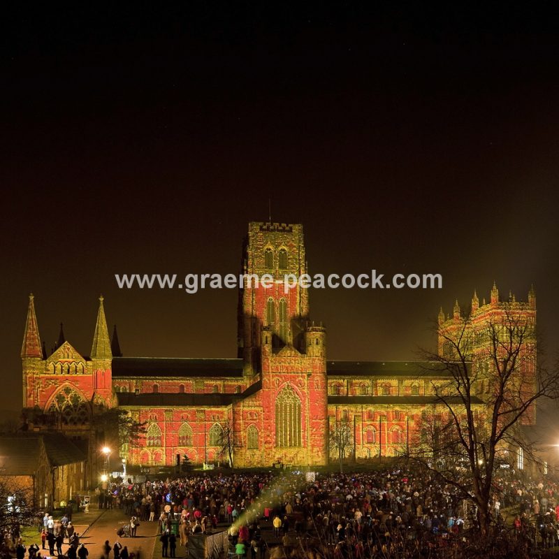 Durham Cathedral during Lumiere 2011, Durham City, County Durham (Crown of Light by Ross Ashton)