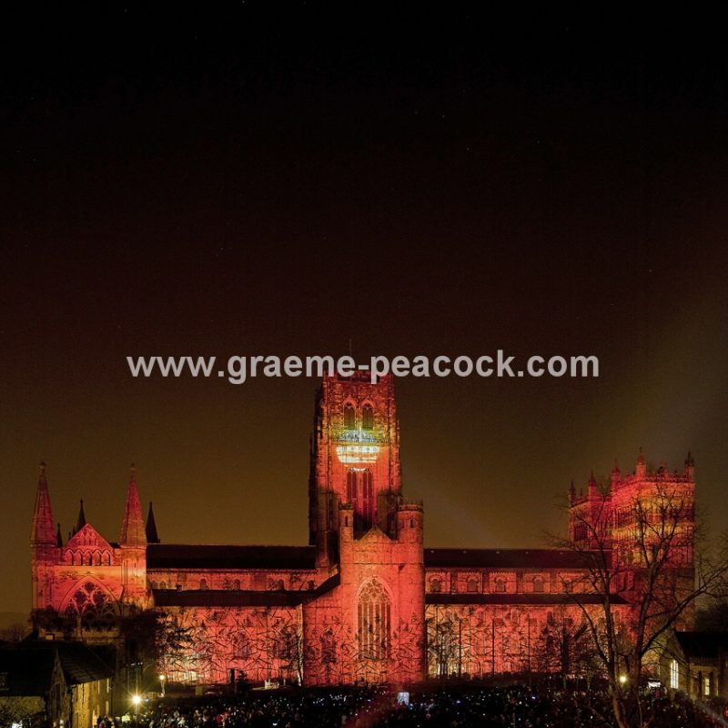 Durham Cathedral during Lumiere 2011, Durham City, County Durham (Crown of Light by Ross Ashton)