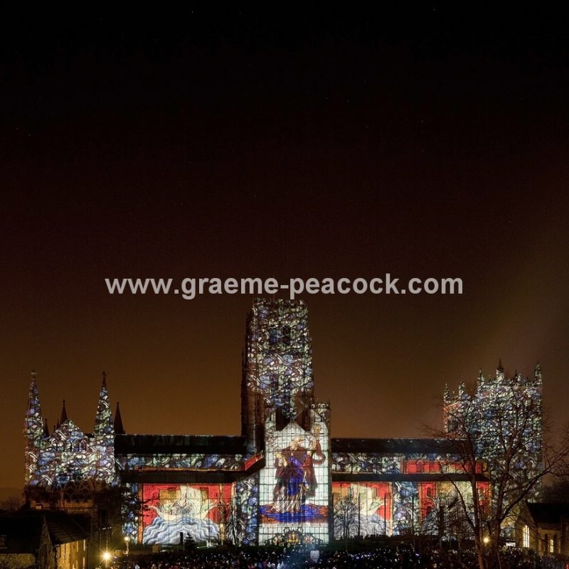 Durham Cathedral during Lumiere 2011, Durham City, County Durham (Crown of Light by Ross Ashton)