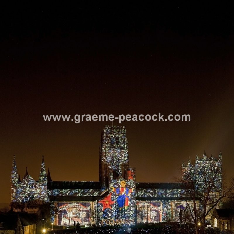 Durham Cathedral during Lumiere 2011, Durham City, County Durham (Crown of Light by Ross Ashton)