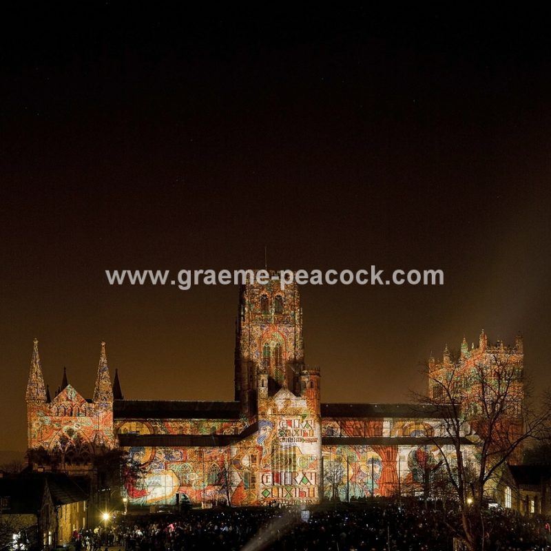 Durham Cathedral during Lumiere 2011, Durham City, County Durham (Crown of Light by Ross Ashton)