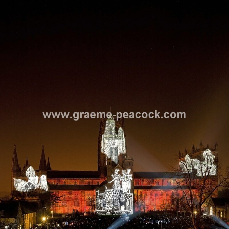 Durham Cathedral during Lumiere 2011, Durham City, County Durham (Crown of Light by Ross Ashton)