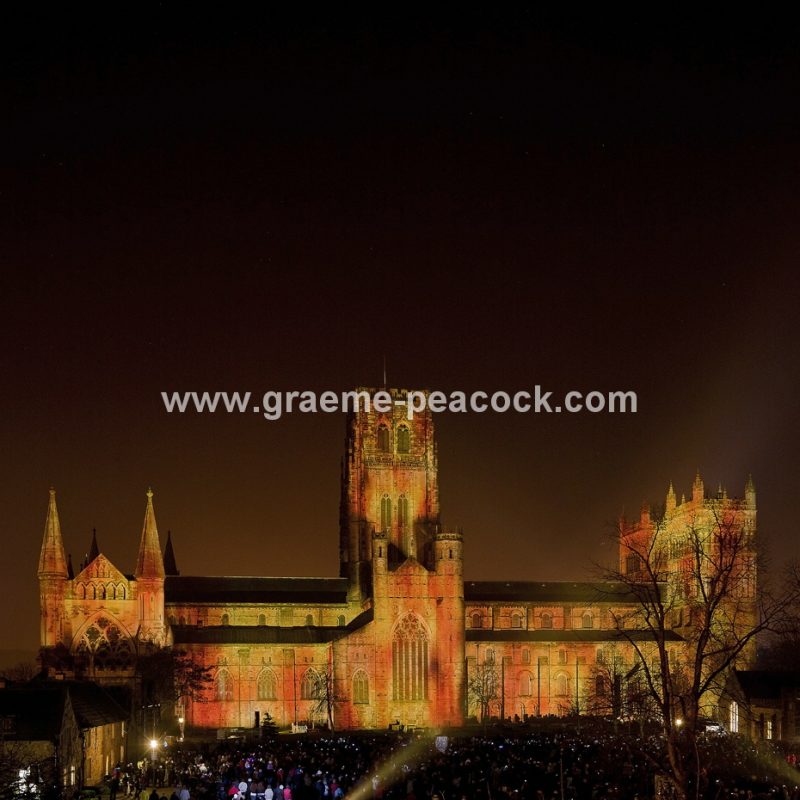 Durham Cathedral during Lumiere 2011, Durham City, County Durham (Crown of Light by Ross Ashton)