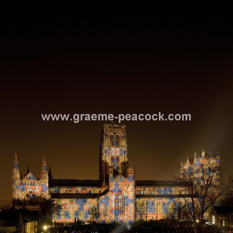 Durham Cathedral during Lumiere 2011, Durham City, County Durham (Crown of Light by Ross Ashton)