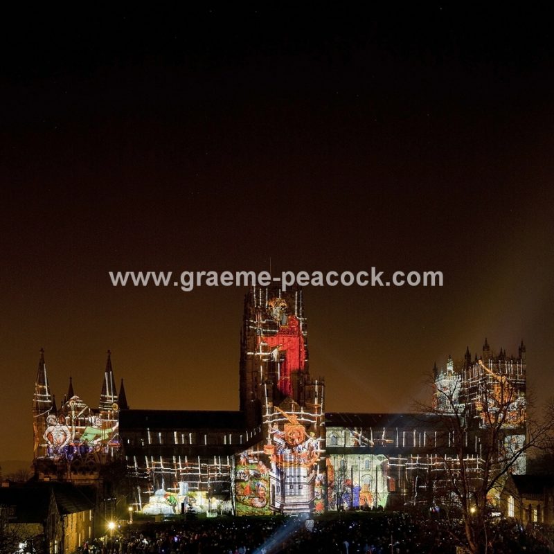 Durham Cathedral during Lumiere 2011, Durham City, County Durham (Crown of Light by Ross Ashton)