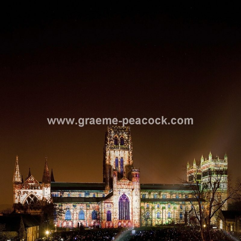 Durham Cathedral during Lumiere 2011, Durham City, County Durham (Crown of Light by Ross Ashton)